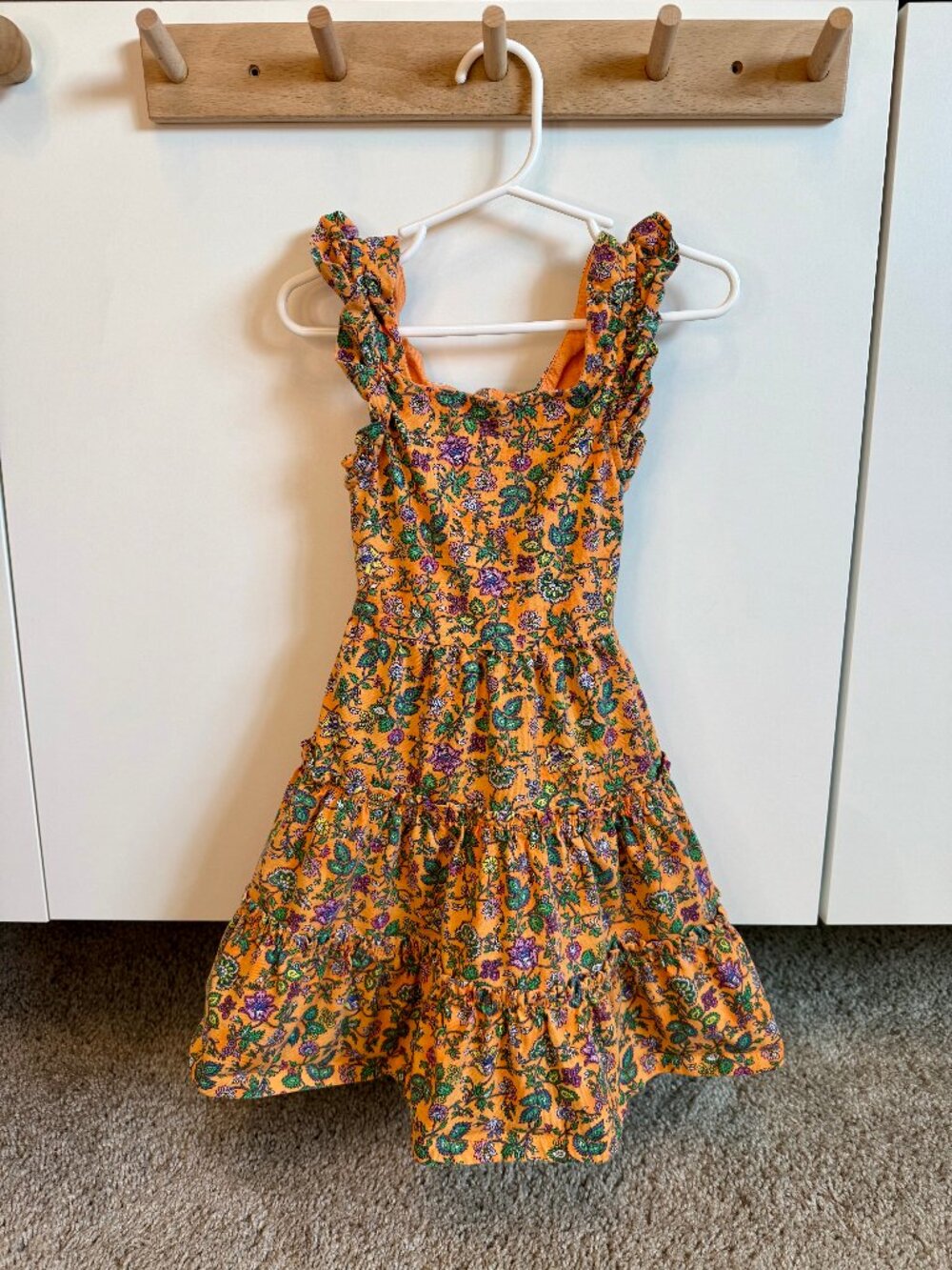 Little Girls Polo Ralph Lauren Orange Cutout Floral Dress Size 5Y